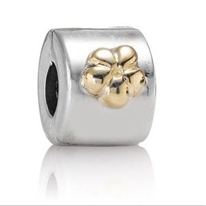 Authentic Pandora Two-Toned 14K Flower Clip Retire